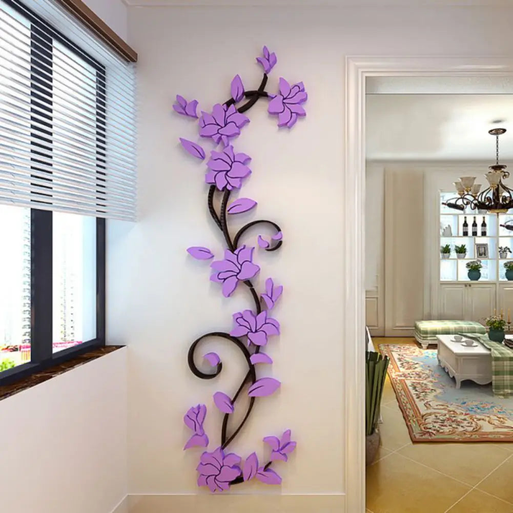 Home Bedroom Decoration Art Vinyl Vase Flower Tree Decal Mural