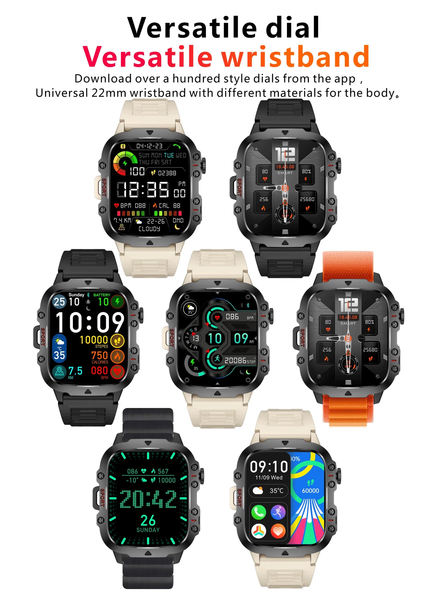 New For Xiaomi Military Smart Watch Outdoor Sports Fitness Tracker