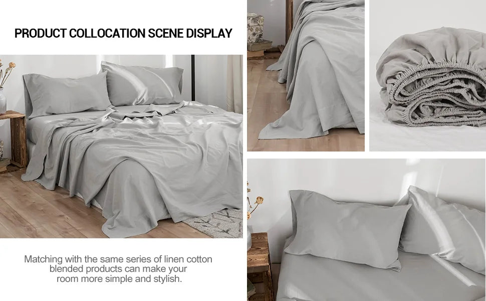 Mattress Cover Natural Flax Cotton Soft Bedding