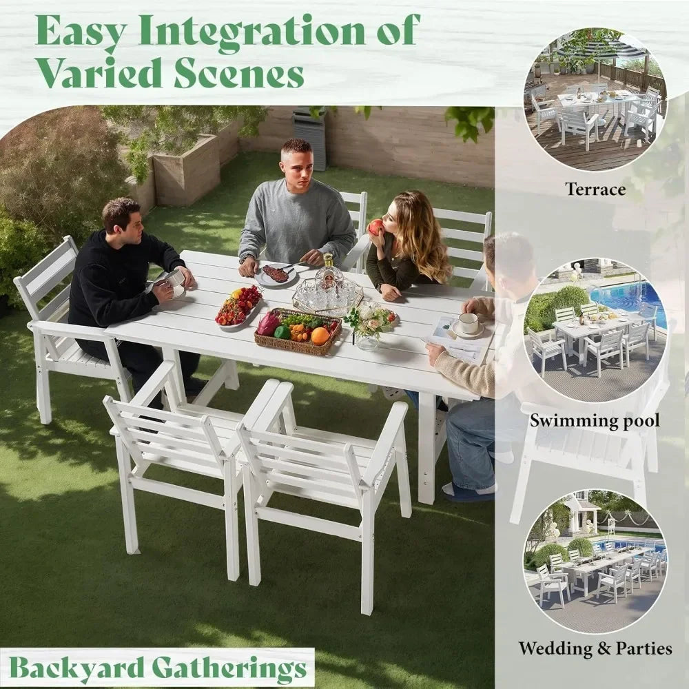 Outdoor Dining Table Set with Umbrella Hole