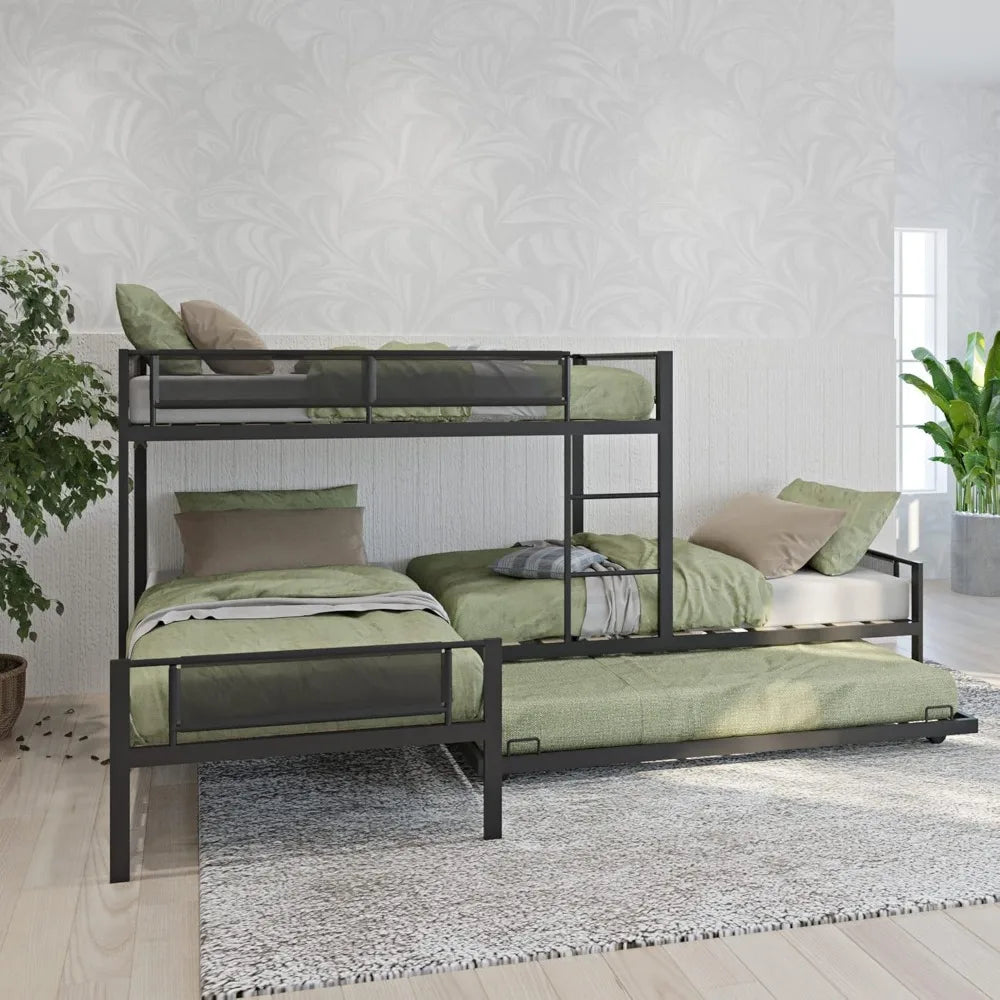 Sturdy Metal Quad Bunk Beds w/Safety Textilene Guard
