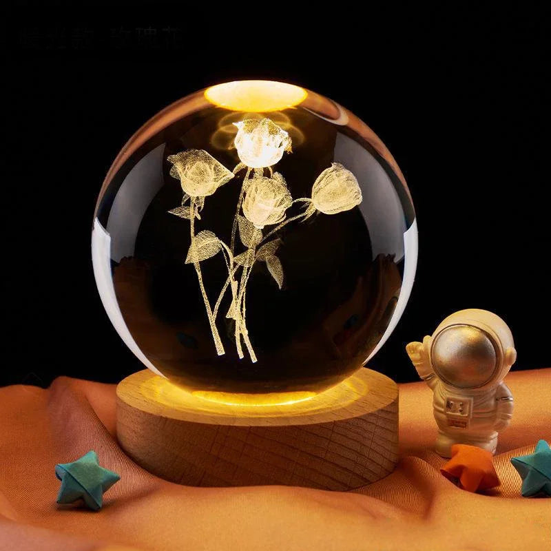 Bedroom Rose Crystal Ball Night Light