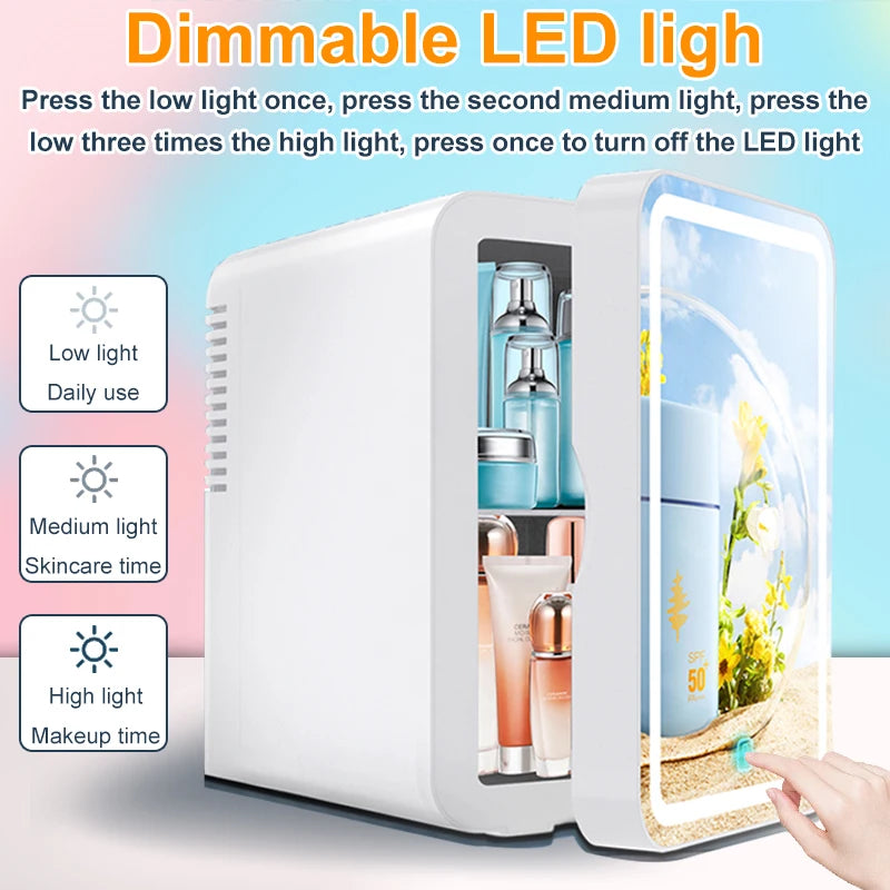 Hot and cold storage portable LED mini refrigerator