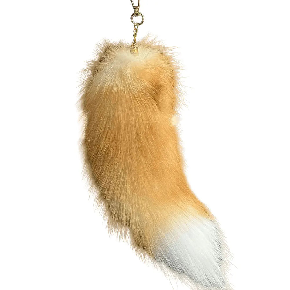 Huge Fluffy Faux Fur Fox Tail Keychain Therian Tail Fox Tail Keychain Cute Animal Tail Keychain Cosplay Tail Gift for Women Girl