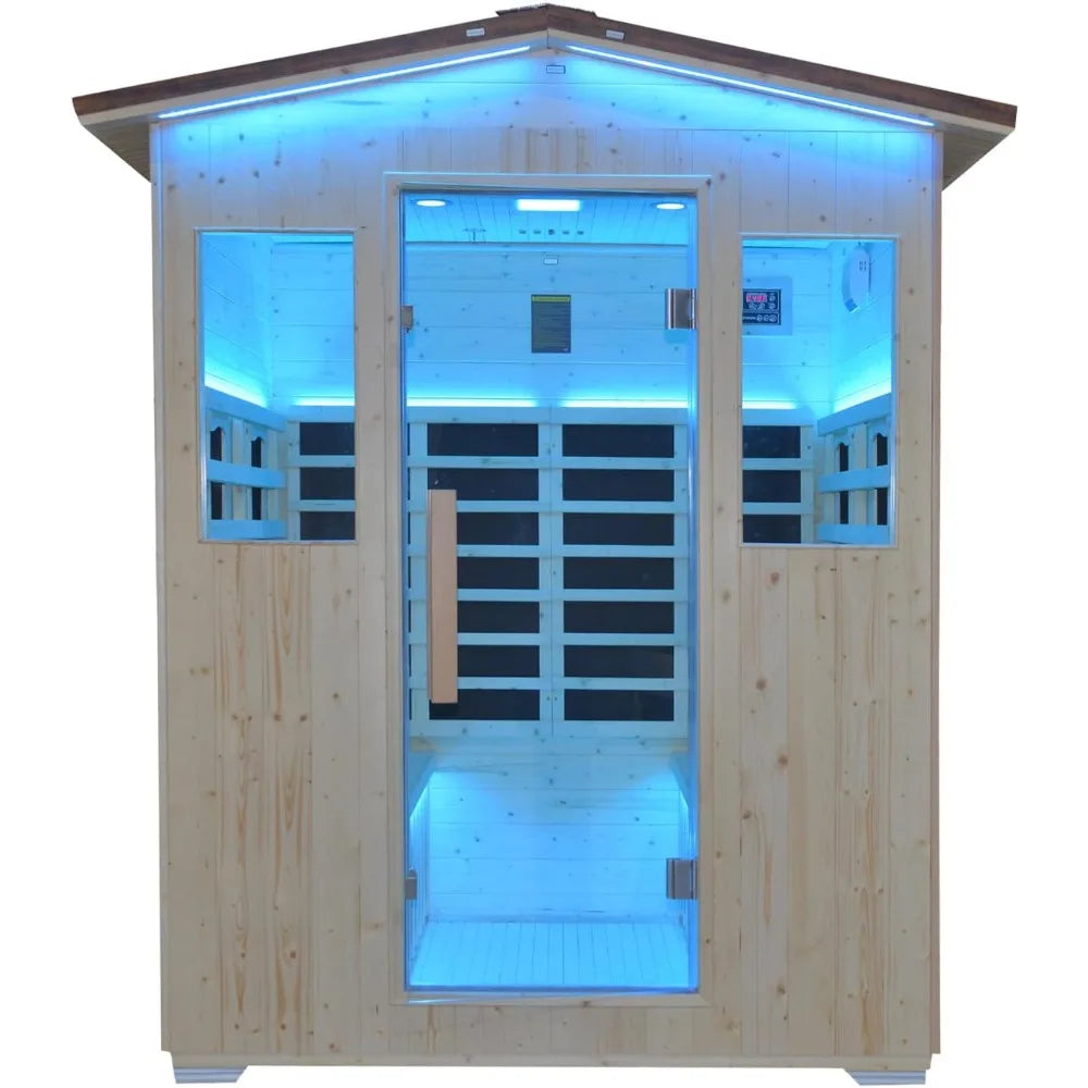 Outdoor Infrared Sauna - Wooden Large Sauna with Heaters Panels
