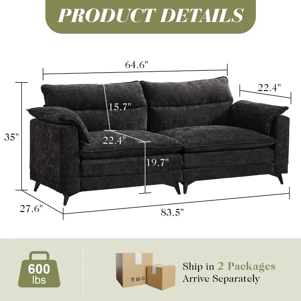 Modern Chenille Soft Upholstered Sofa Couch