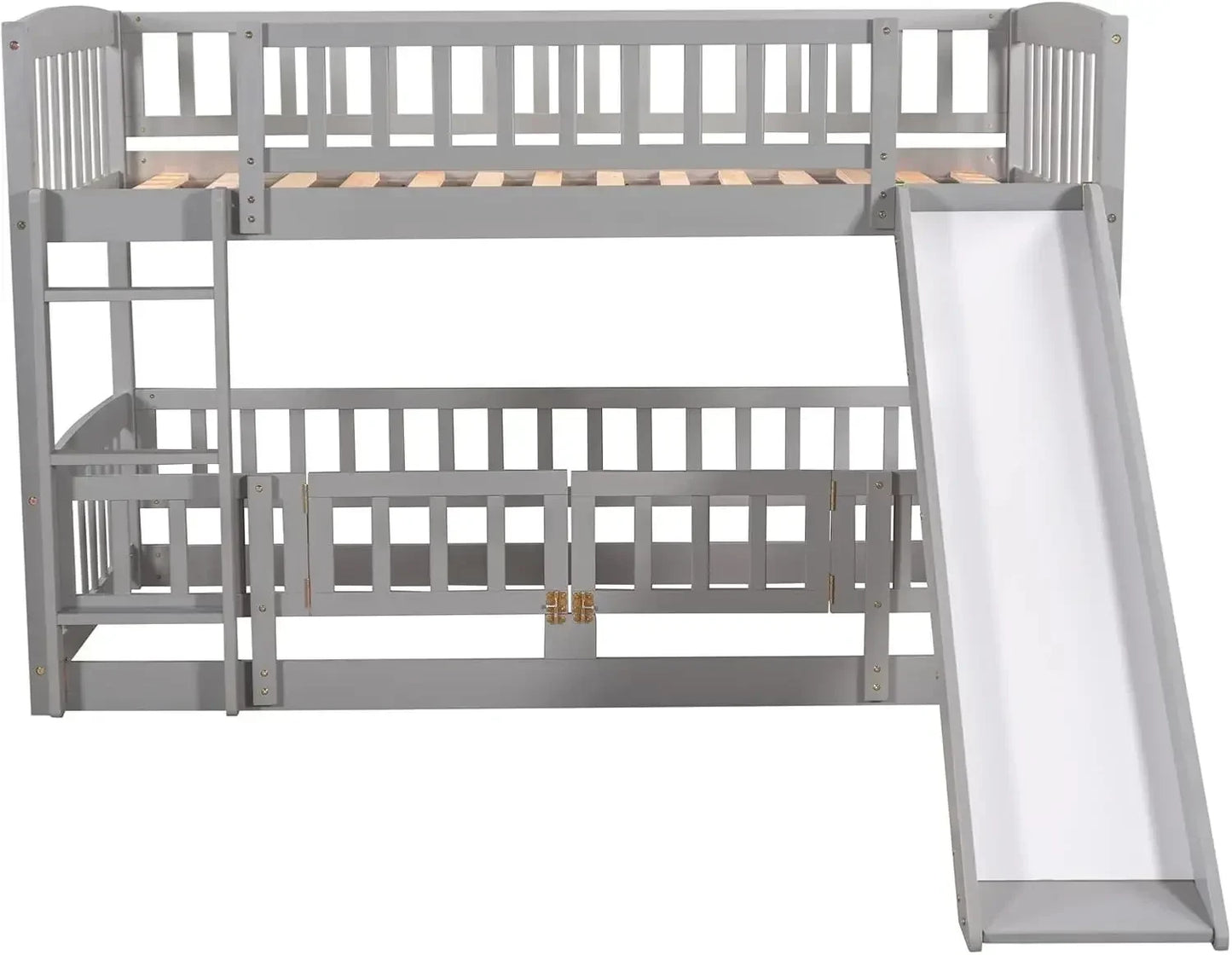 Low Bunk Bed with Slide Twin Over Twin Bunk Bed