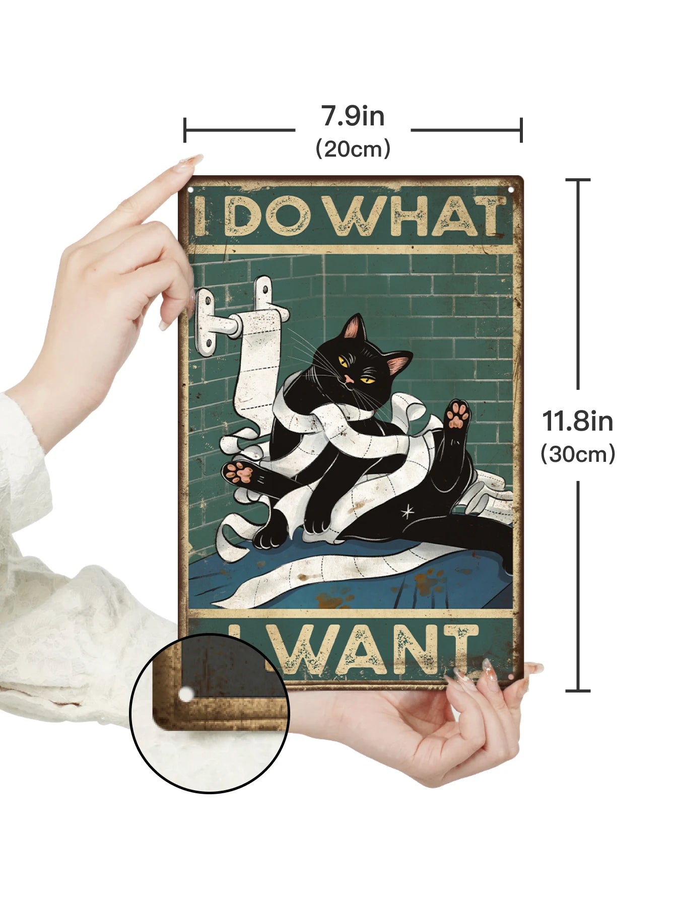 Toilet Restroom Bathroom Wall Art Decoration Black Cat Tin Sign Poster