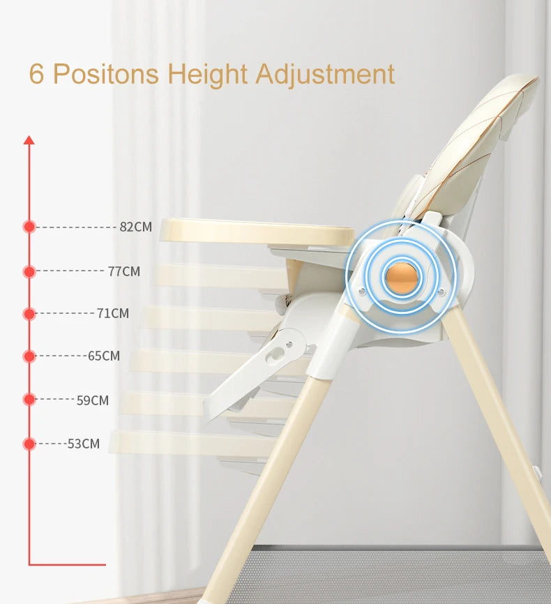 Adjustable Height Baby High Chair with Removable Seat and Tray
