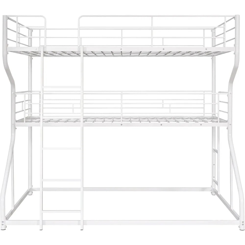 Full XL Over Twin XL Over Queen Metal Bunk Bed with Guardrails