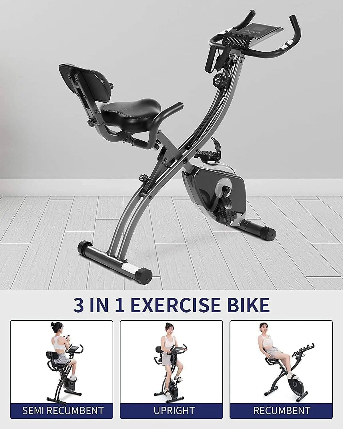Magnetic Upright Stationary Bike with Pulse Sensor LCD Monitor