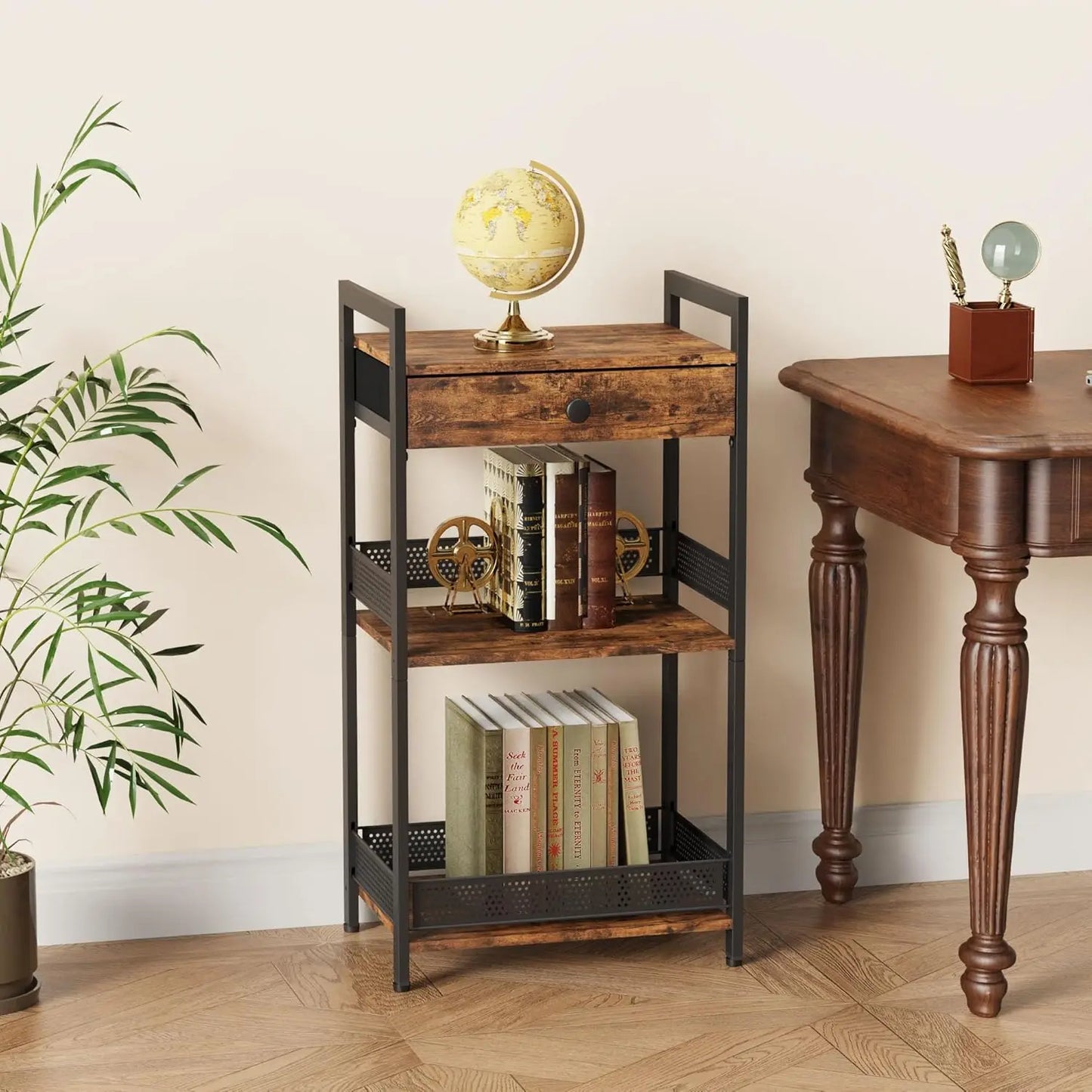 3-Tier Bathroom Floor Storage Shelf with Drawer