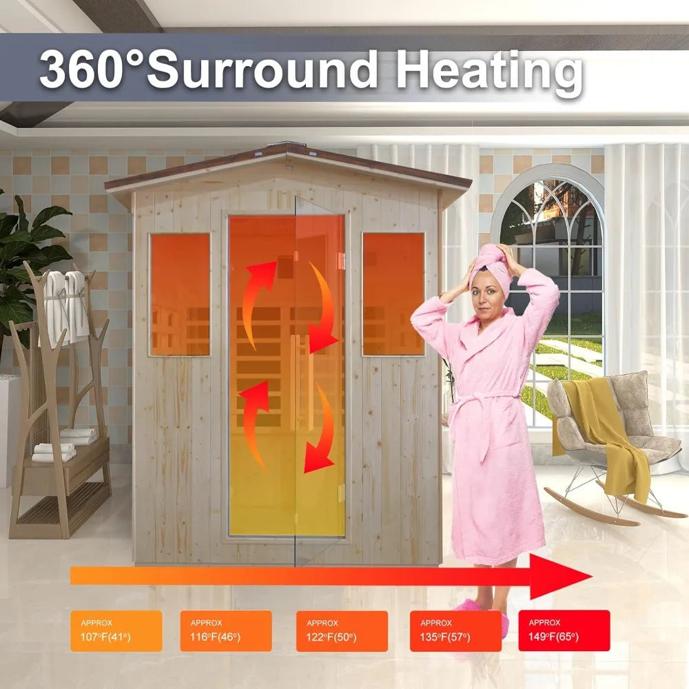 Outdoor Infrared Sauna - Wooden Large Sauna with Heaters Panels