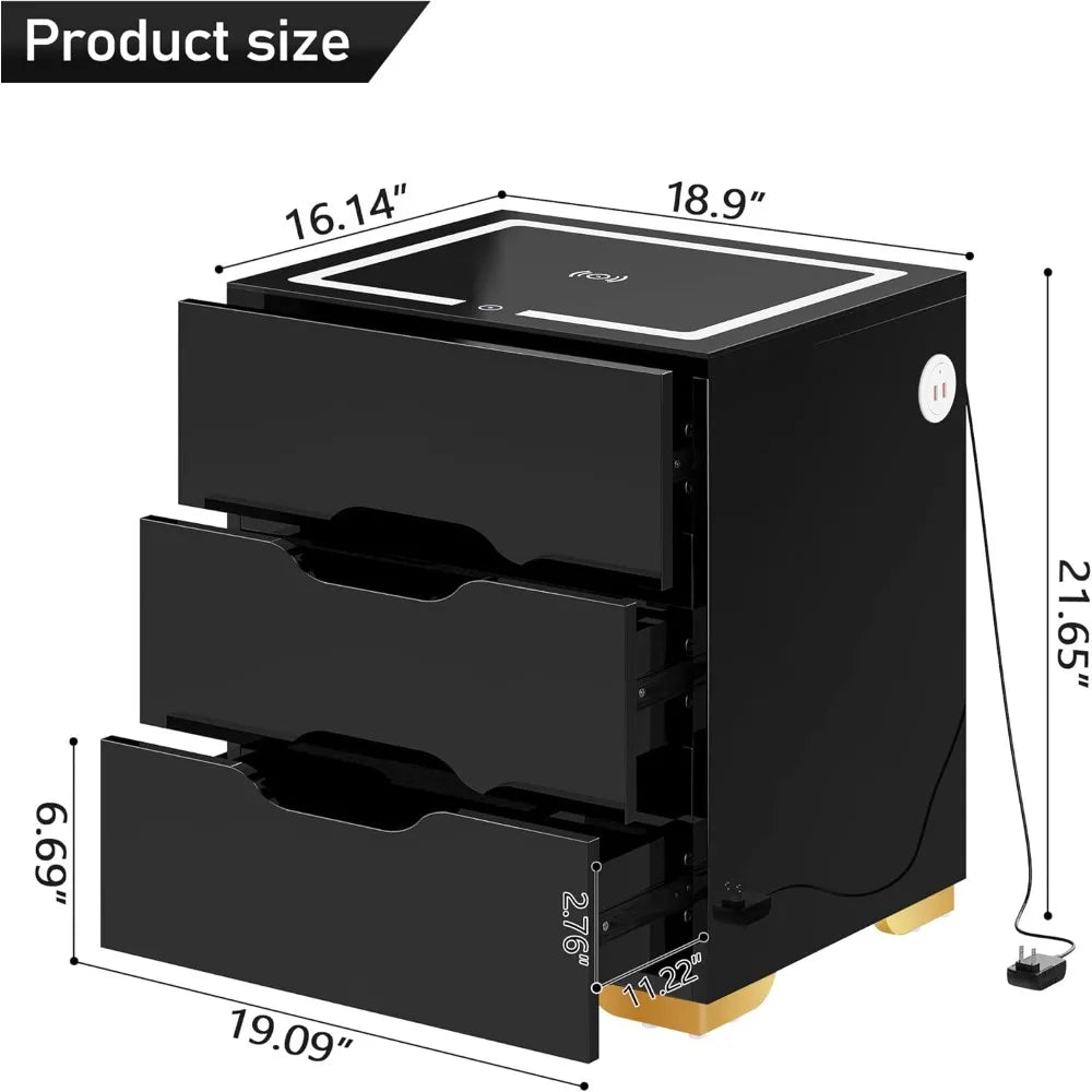 Smart Bedside Table with Adjustable LED Lights