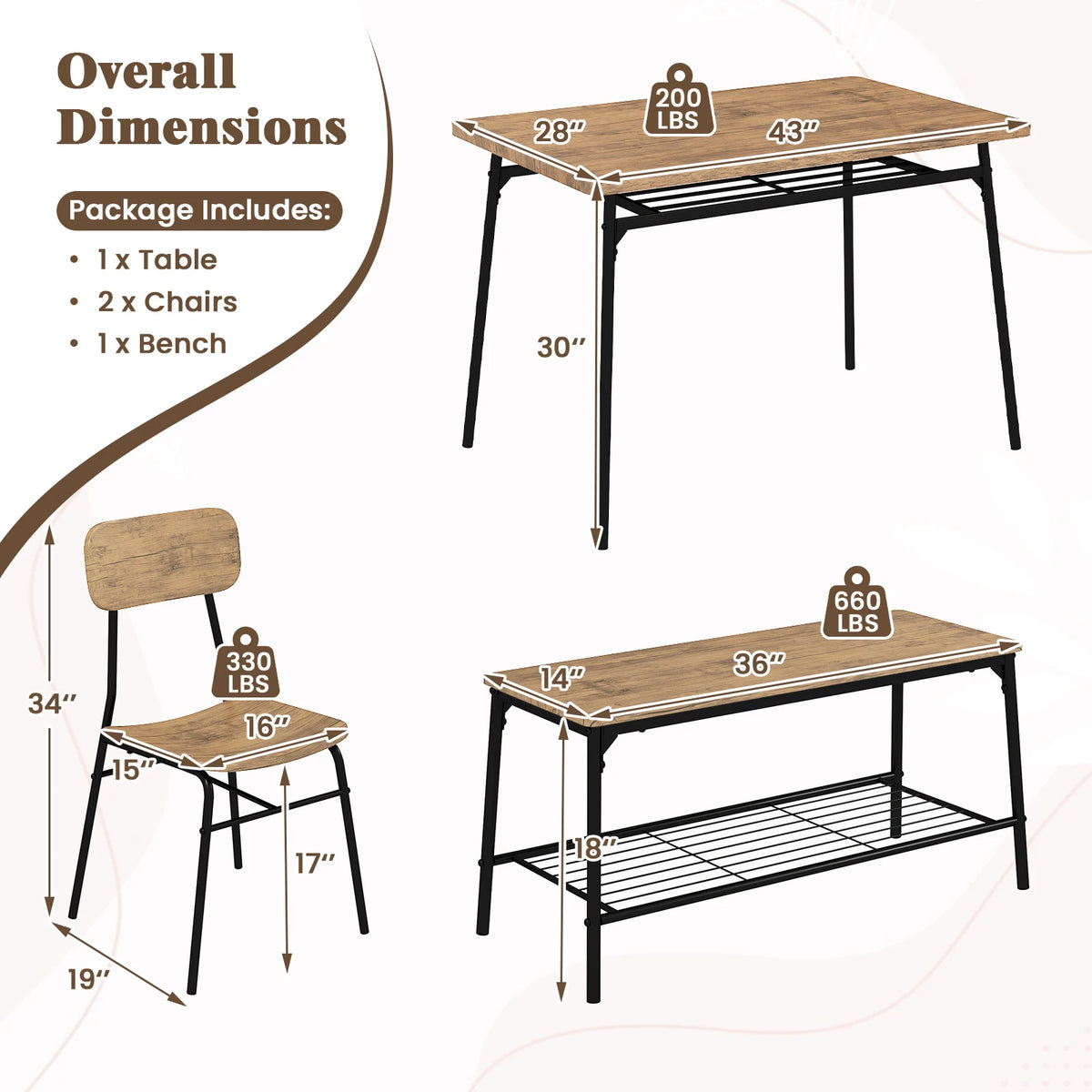 Dining 4-Piece Table Set