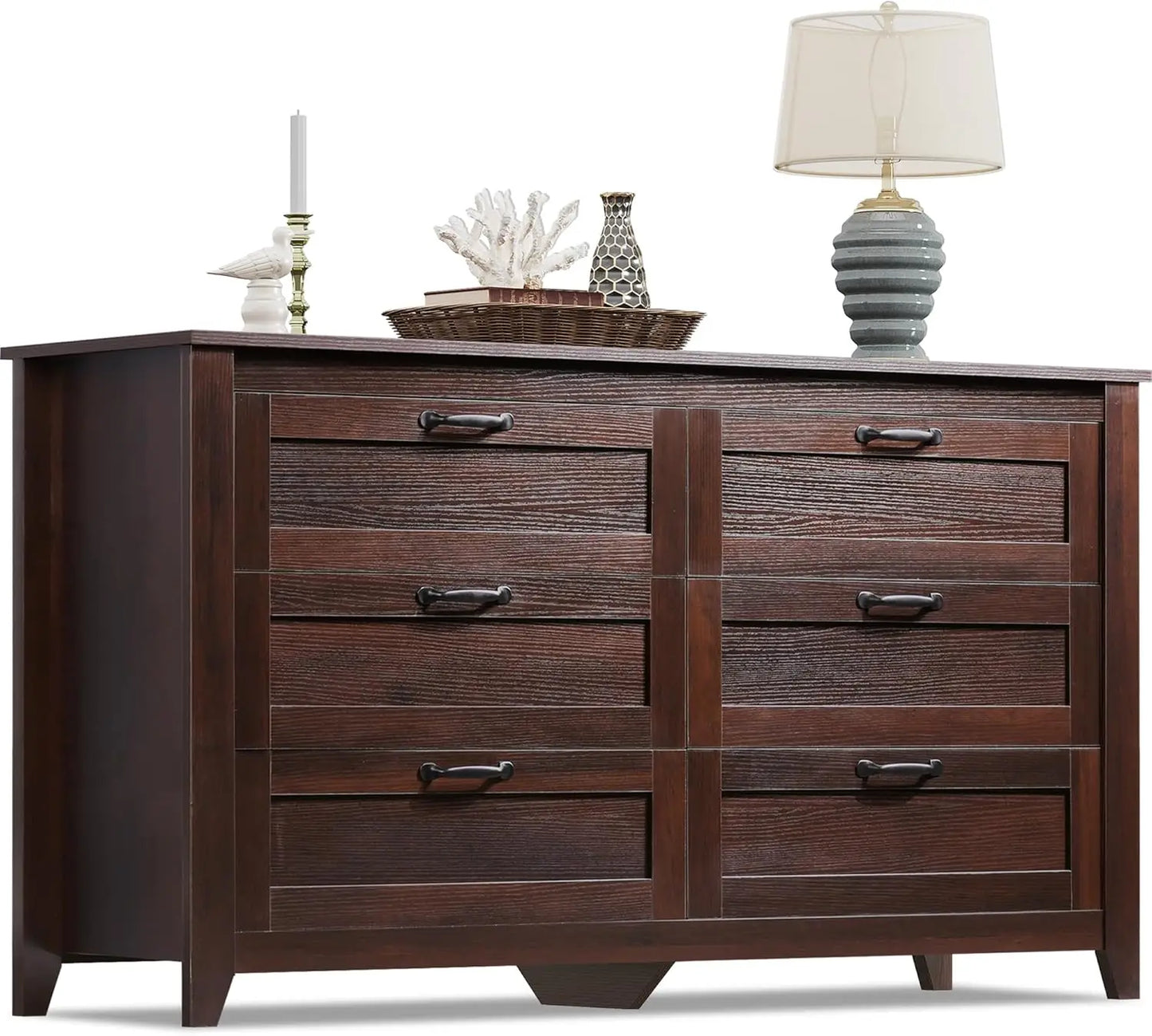 Retro Wood Dresser with Metal Handles