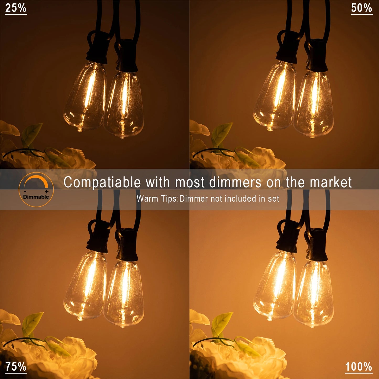 Patio String Garland LED Lights Connectable Waterproof Plastic Bulb