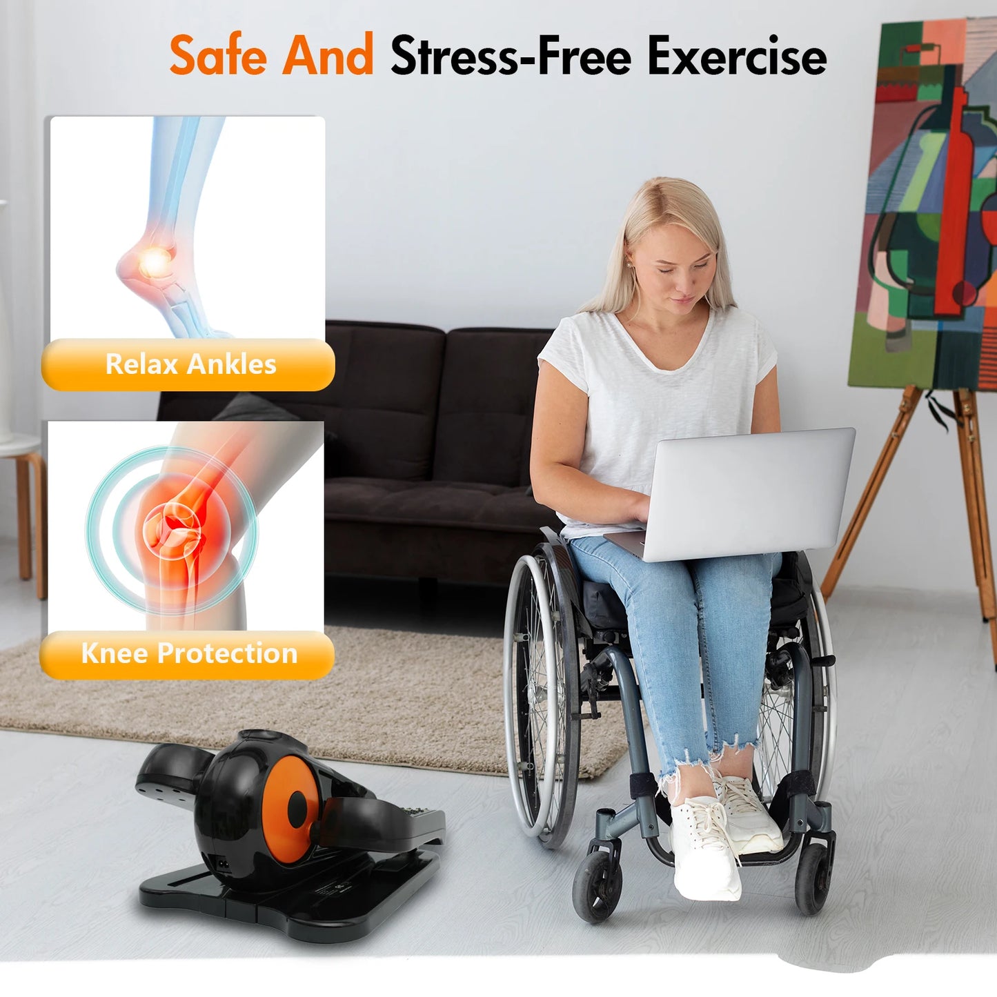 Fully Assembled Quiet Electric Seated Pedal Exerciser