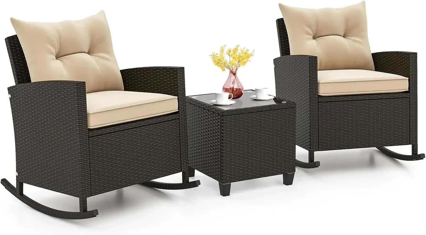 3 Piece Patio Furniture - Rocking Bistro Set