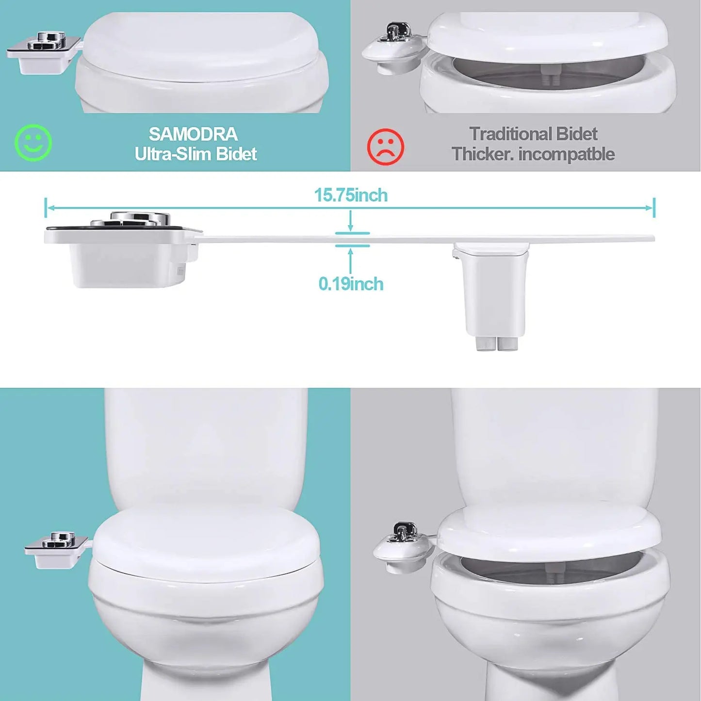 Toilet Dual Nozzles Frontal & Rear Wash Cold Water Personal Hygiene