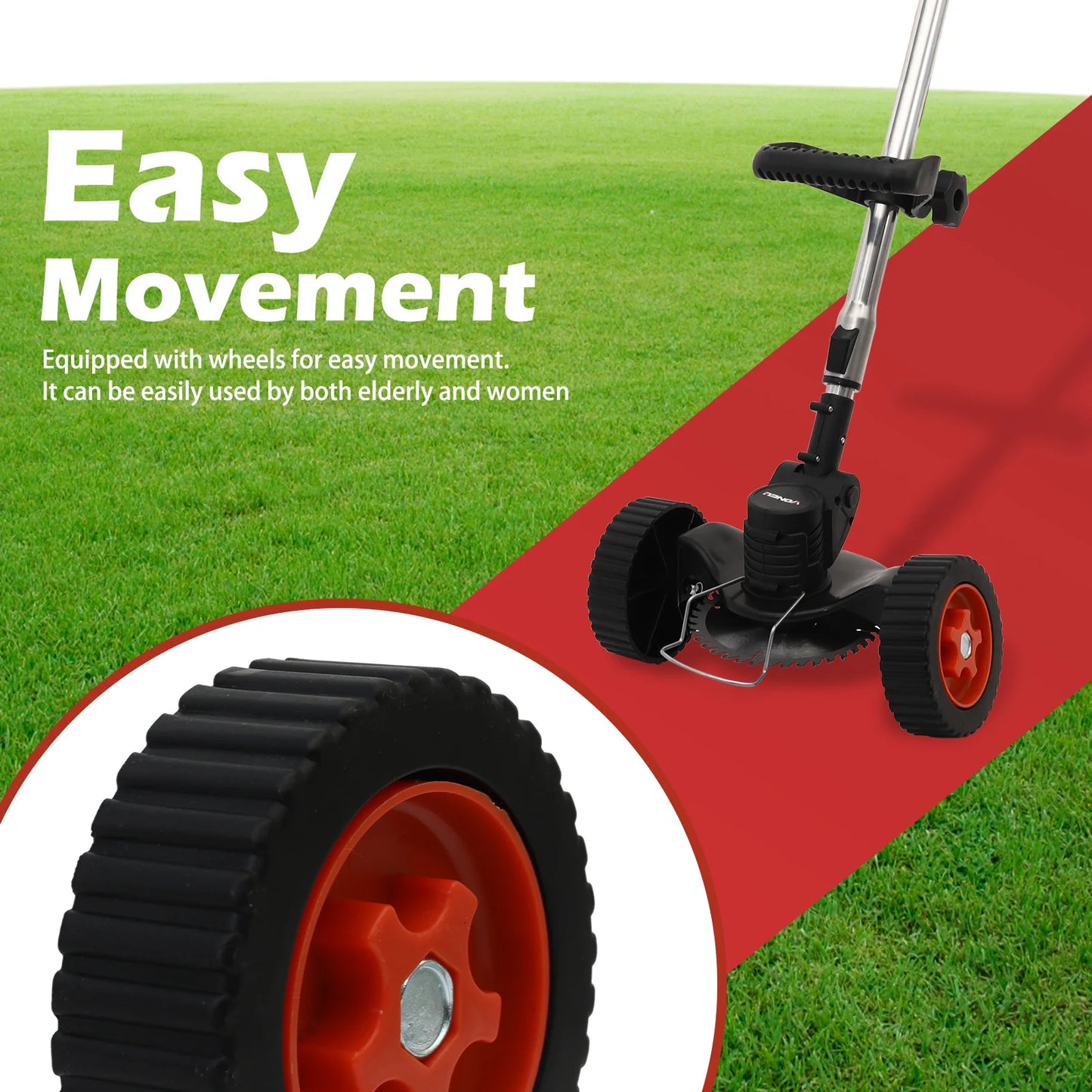 Cordless Electric Weed Wacker with 2x2.0Ah Battery 21V
