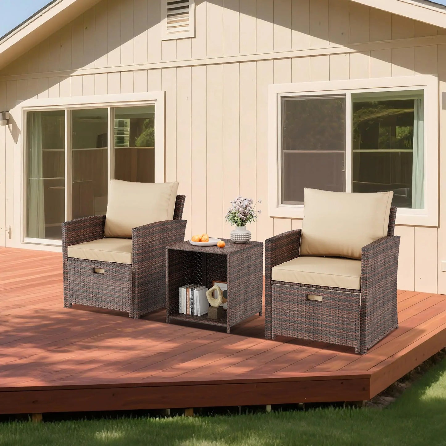 5-Piece All-Weather PE Rattan Patio Set
