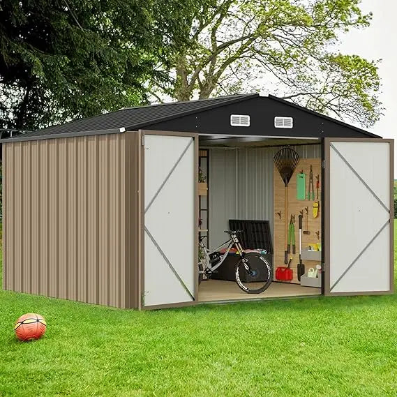 Outdoor Metal Storage Shed with Lockable Door