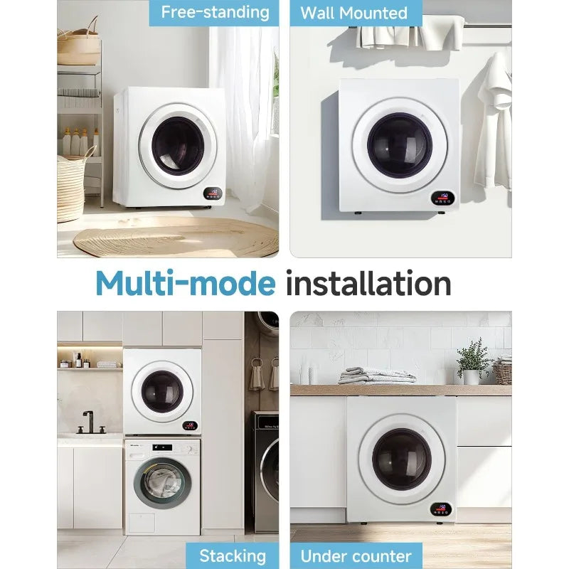 Portable Clothes Dryer with Stainless Steel Tub, Front Load Tumble