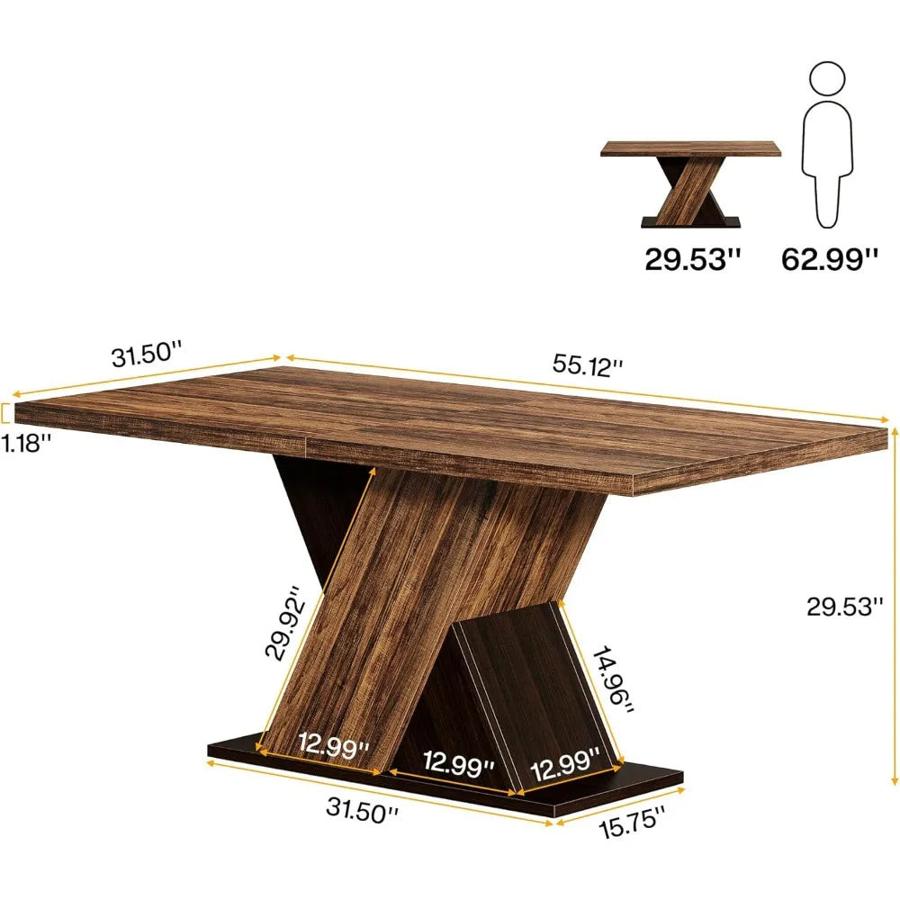 Rustic Brown Wooden Rectangle Dining Room Table