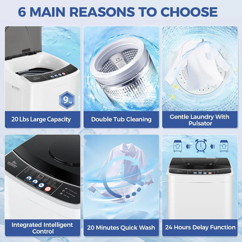 Portable Washing Machine and Dryer Combo with Drain Pump
