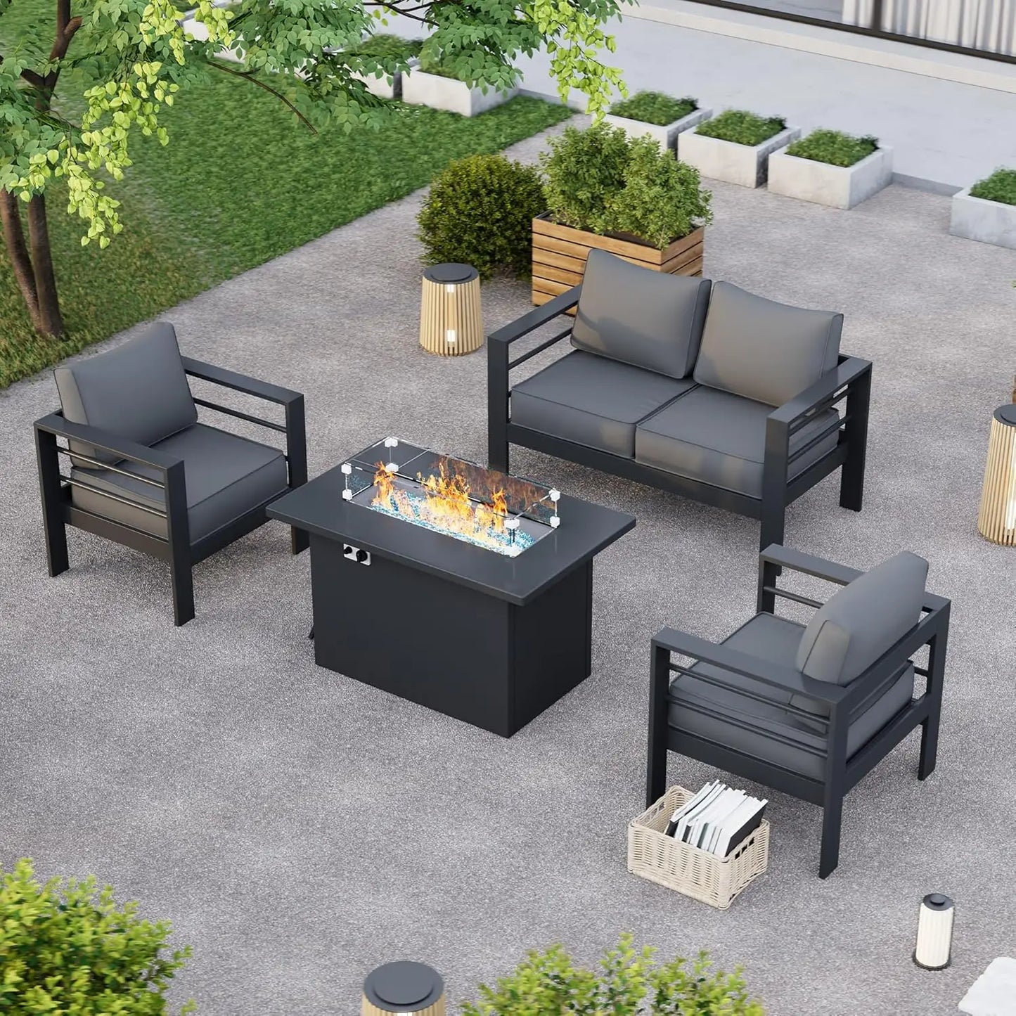 Aluminum Patio Furniture Set with Waterproof Covers