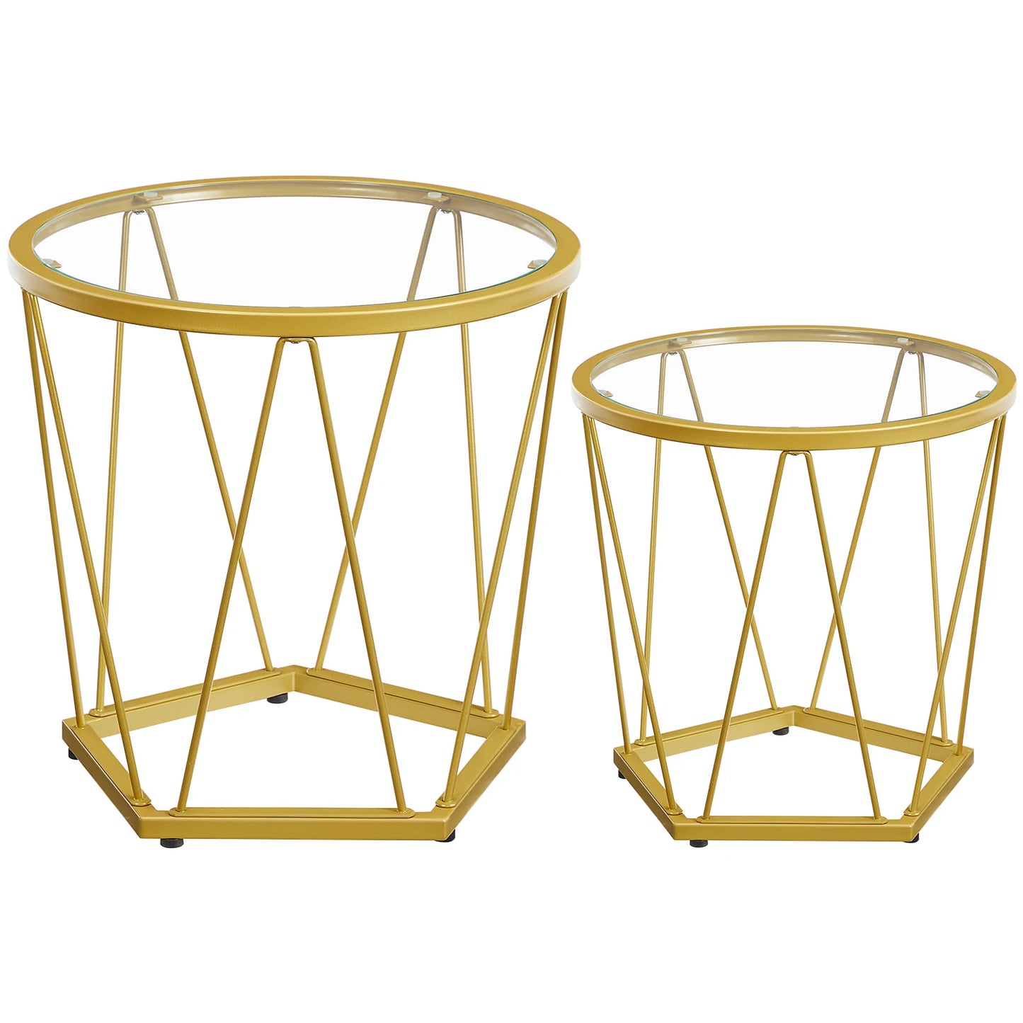 Round End Coffee Table with Metal Frame Glass