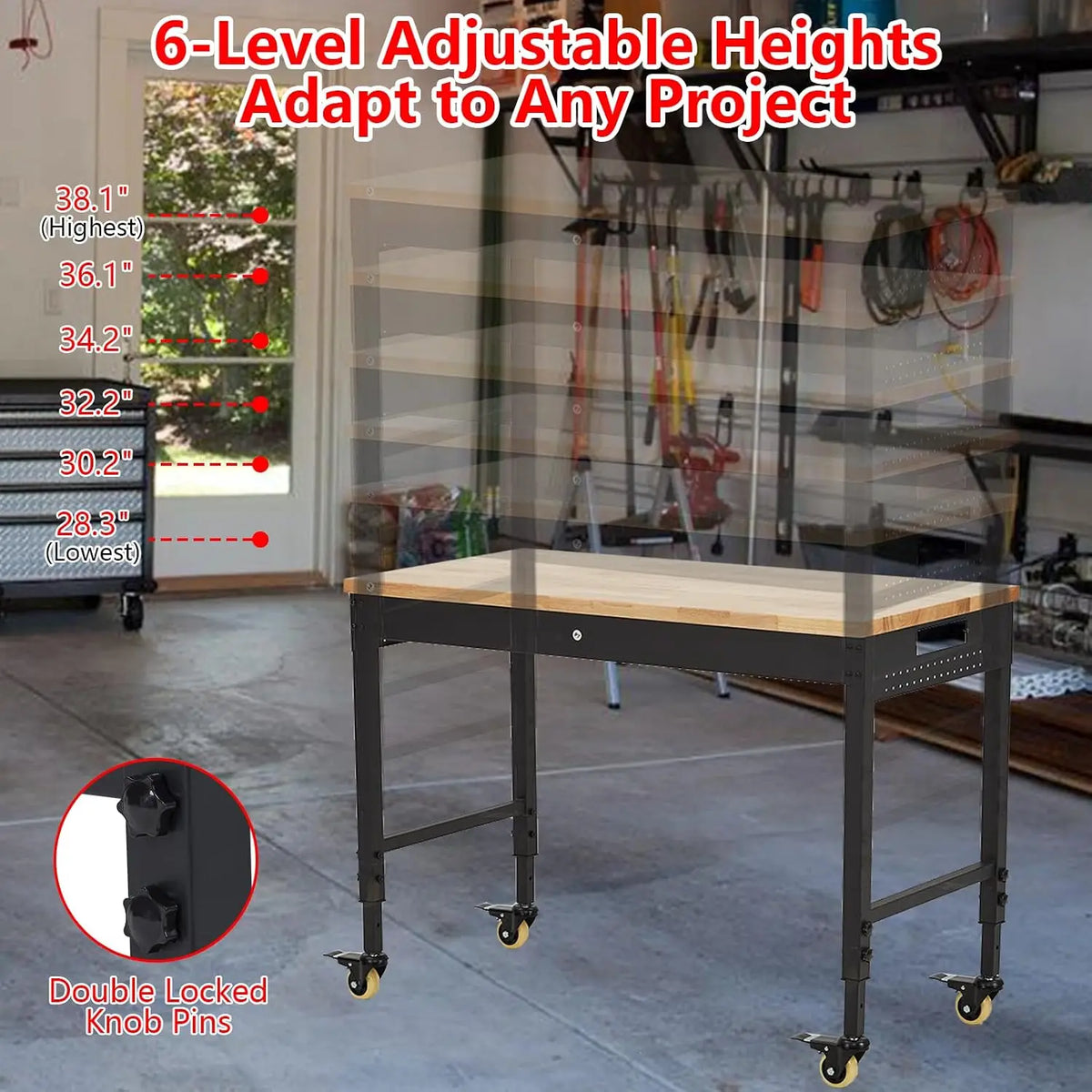 Heavy-Duty Adjustable Workbench