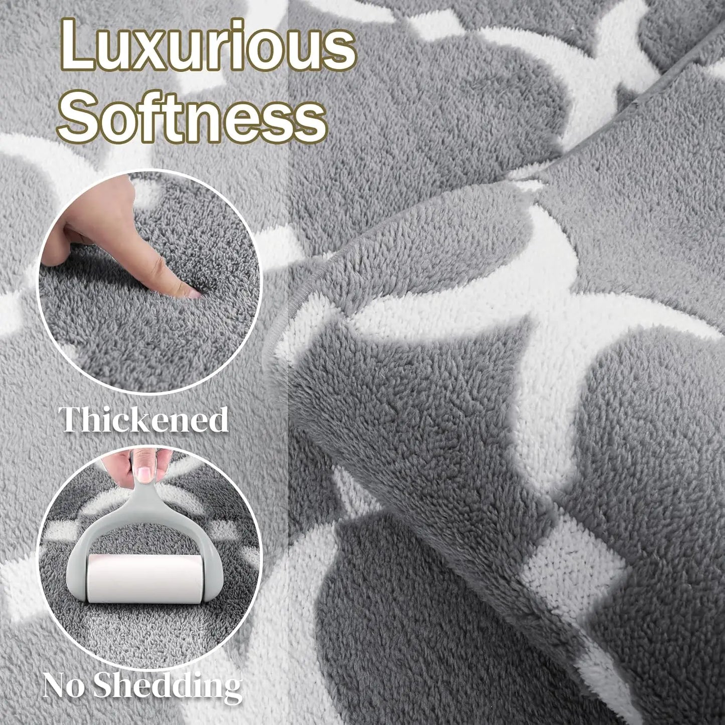 Large Plush Geometric Shag Rug Memory Foam