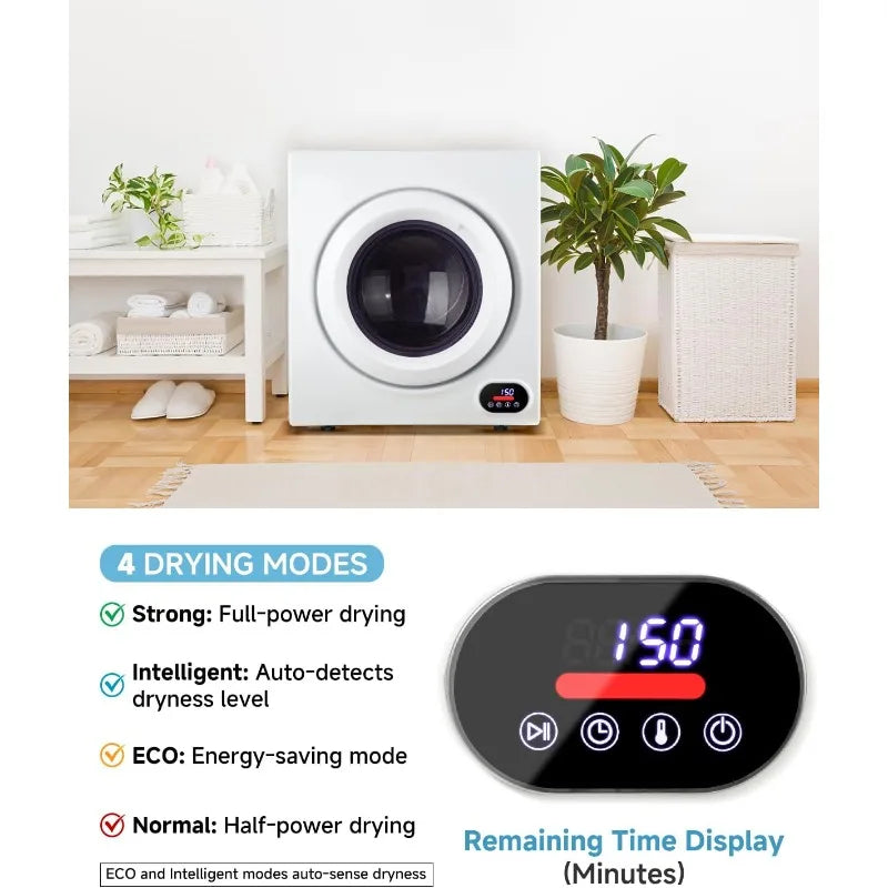 Portable Clothes Dryer with Stainless Steel Tub, Front Load Tumble