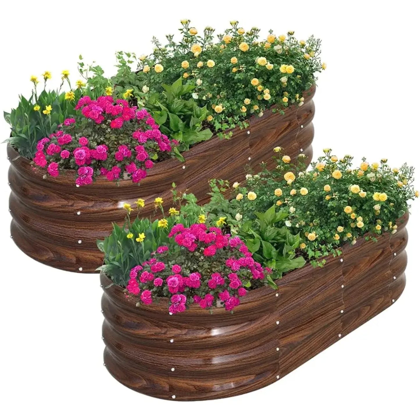 Outdoor Garden Oval Metal Planter Bed Box