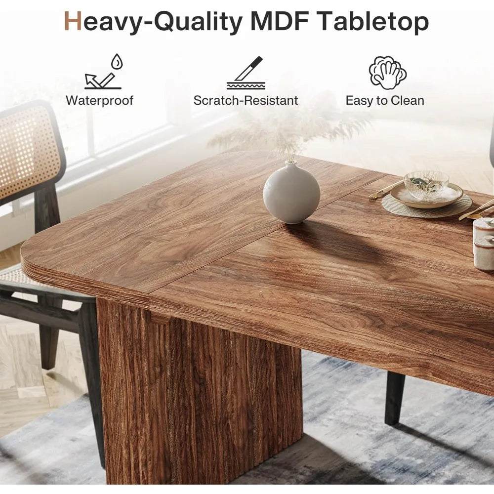 Modern Dining Table with Double Robust Pedestal