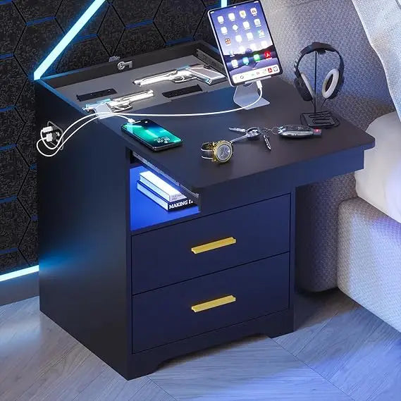 LED Nightstand with Gun Drawer