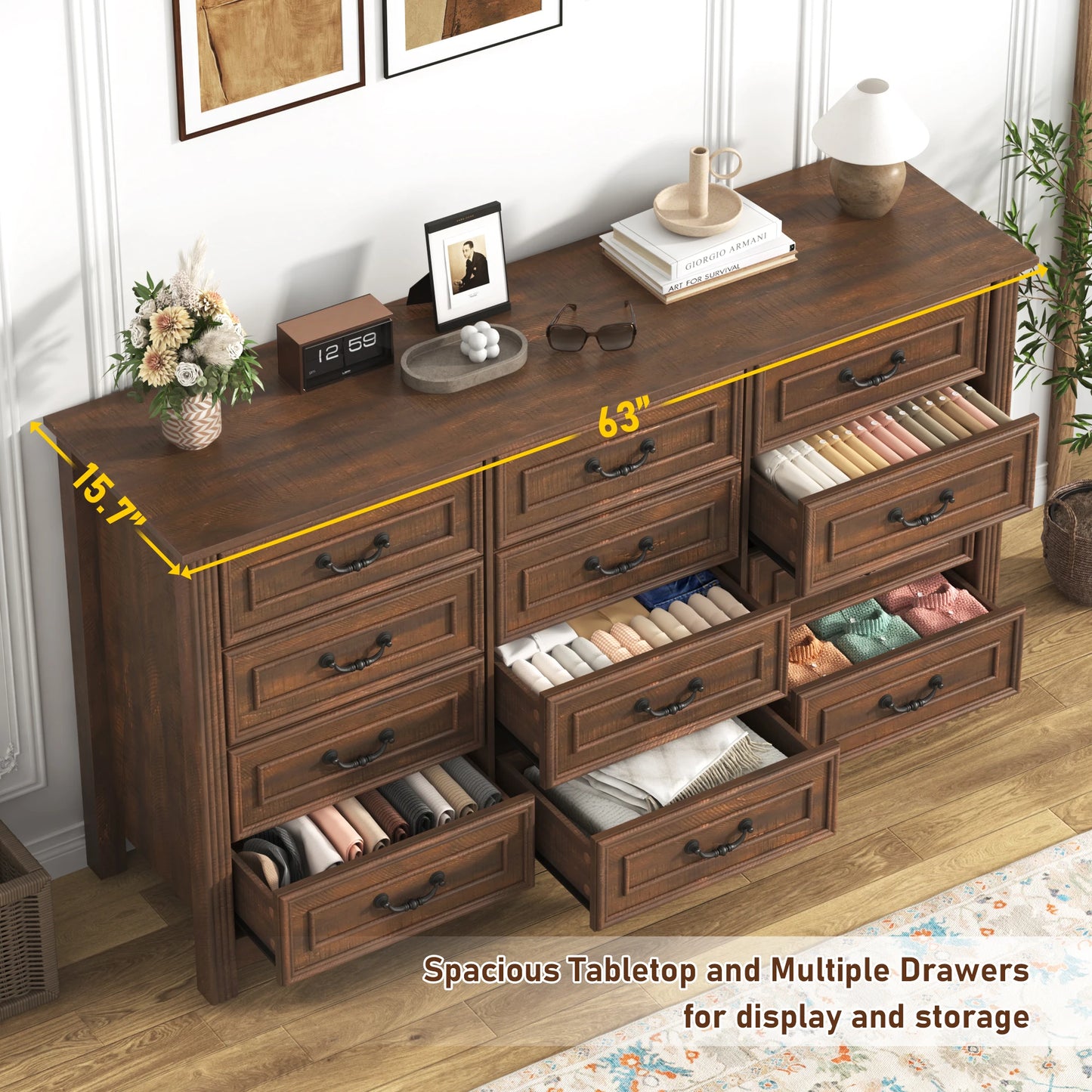 Bedroom Large Dresser with 12 Drawers