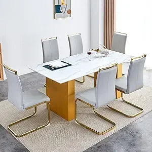 Dining Table Set with Tempered Glass Top