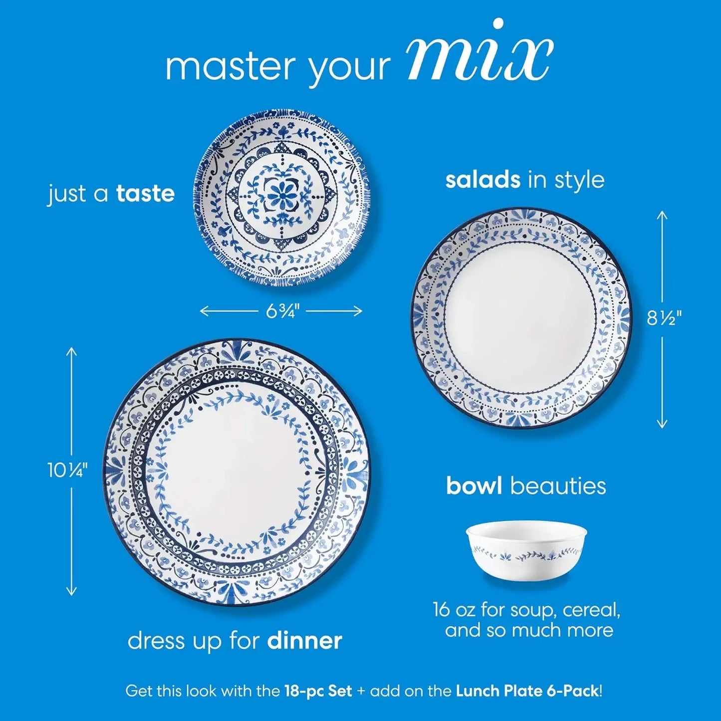 Triple Layer Glass and Chip Resistant Dinnerware Set