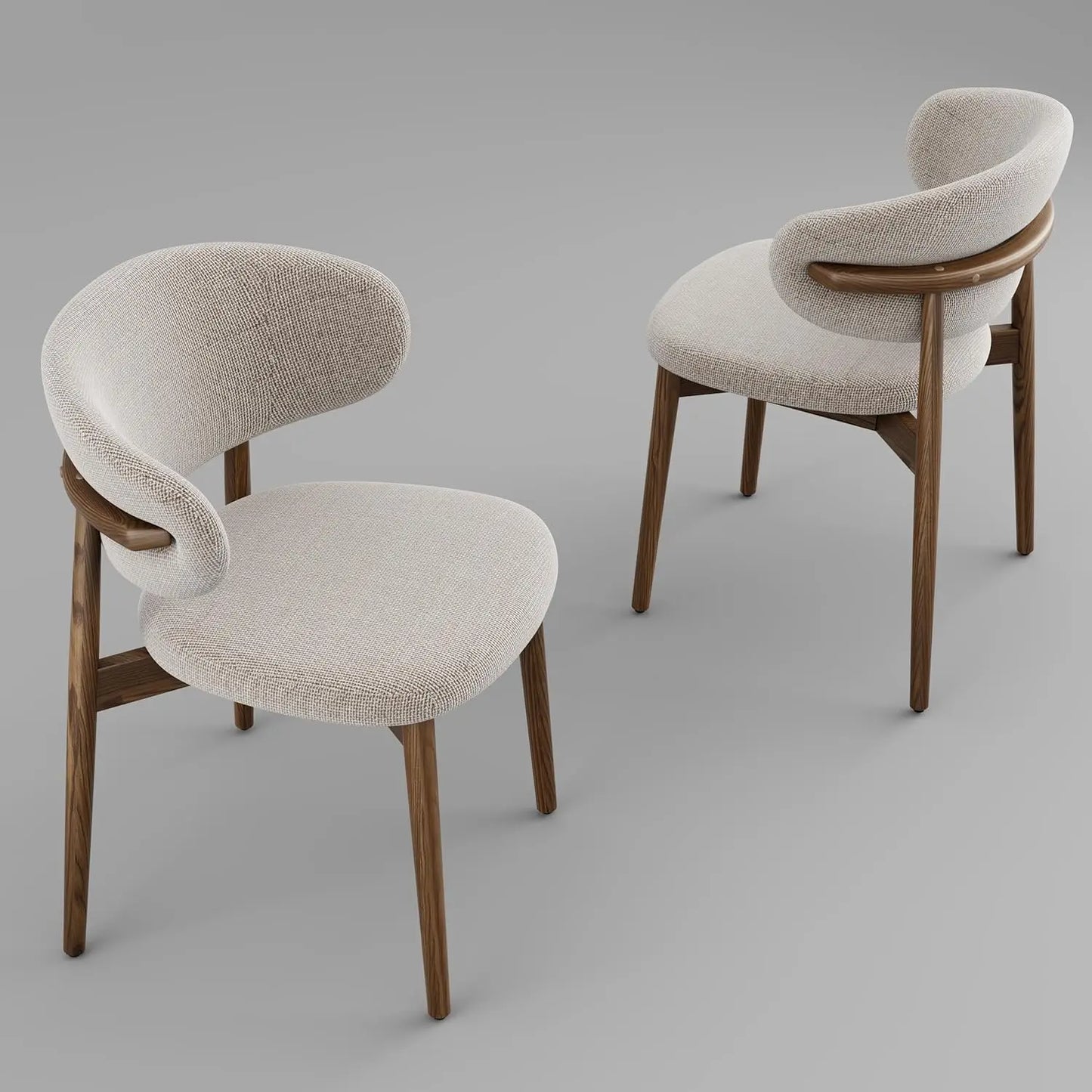 Modern Upholstered Solid Wood Dining Chairs with Curved Backrest