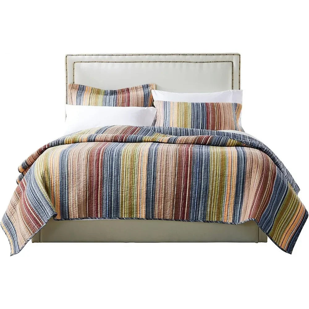 Greenland Home Katy - Reversible Stripe Quilt Set