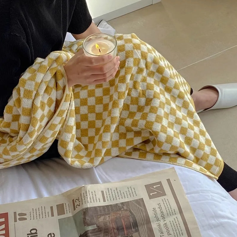 Vintage Plaid Bath Towel Checkerboard