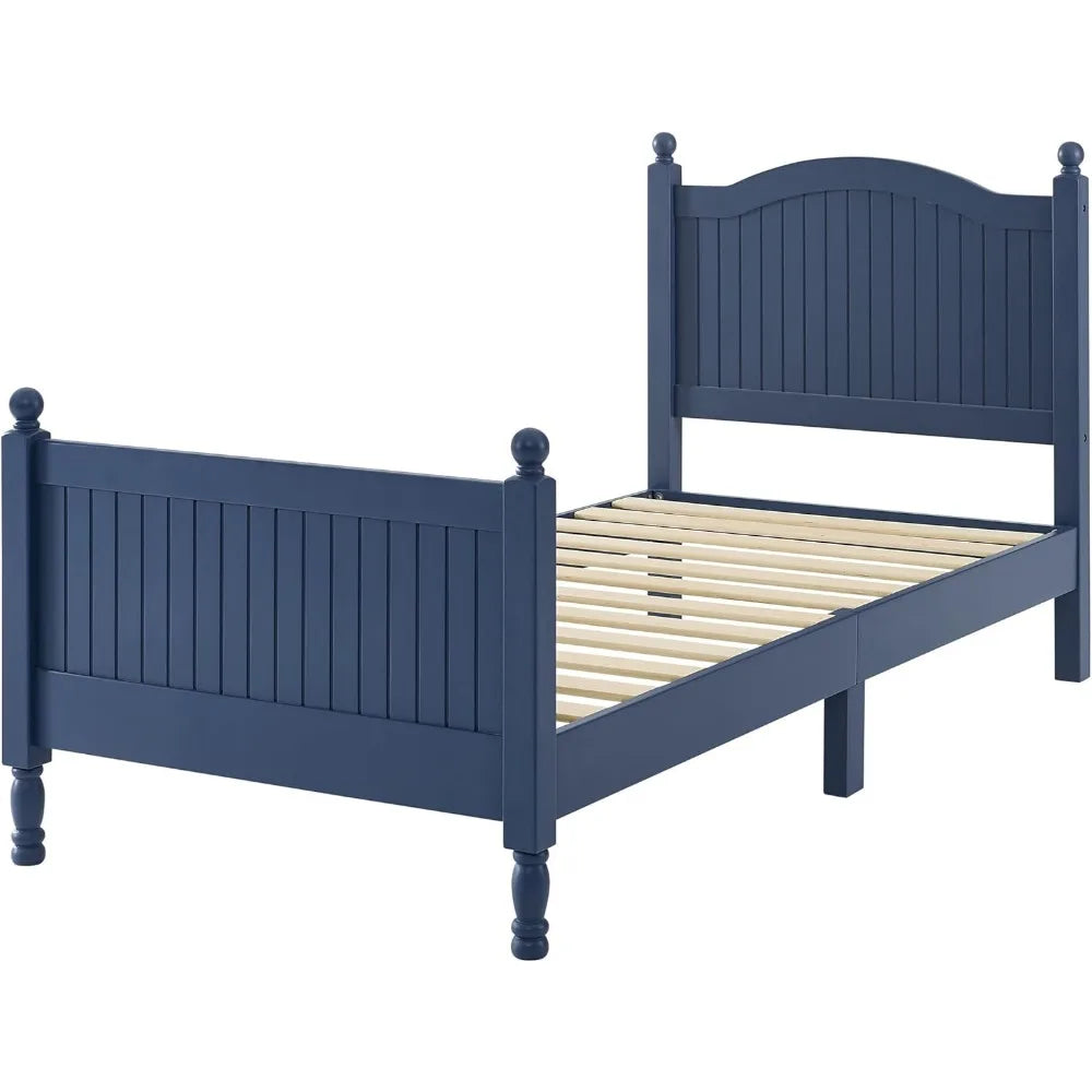 Wooden Twin Bed Frame with Headboard & Footboard Designed