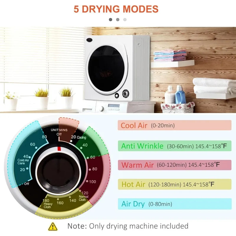 Automatic Dryer Machine with 5 Drying Modes and Stainless Steel Tub