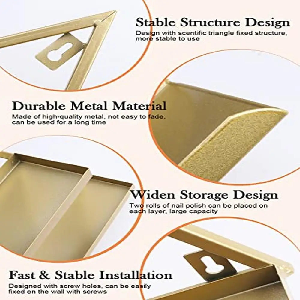 Gold Triangle Nail Polish Storage Organizer Rack