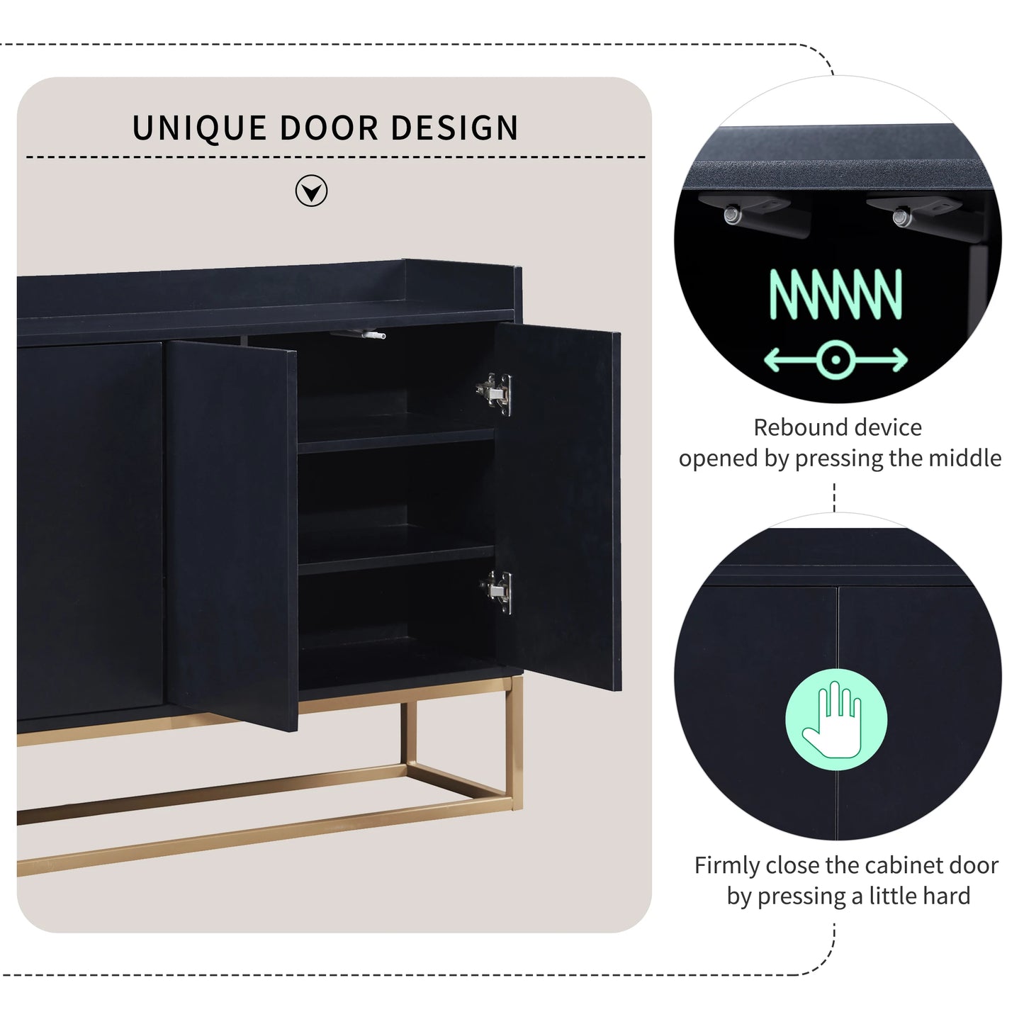 Multifunctional Storage Cabinet With 4 Doors Sideboard