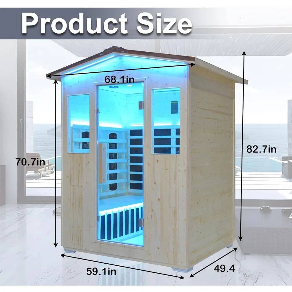 Outdoor Infrared Sauna - Wooden Large Sauna with Heaters Panels