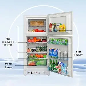 Propane Fridge with Freezer with Reversible Door
